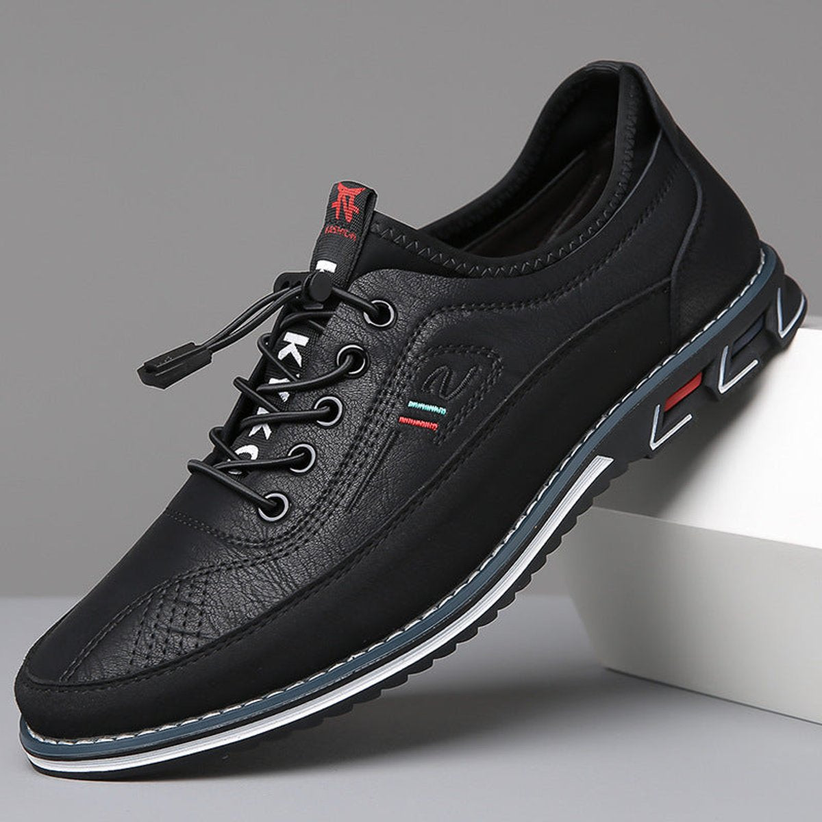 Nathan | Men's Lace-Up Faux Leather Low-Top Casual Sneakers