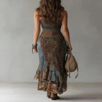 Off-the-Shoulder Ethnic Maxi Dress