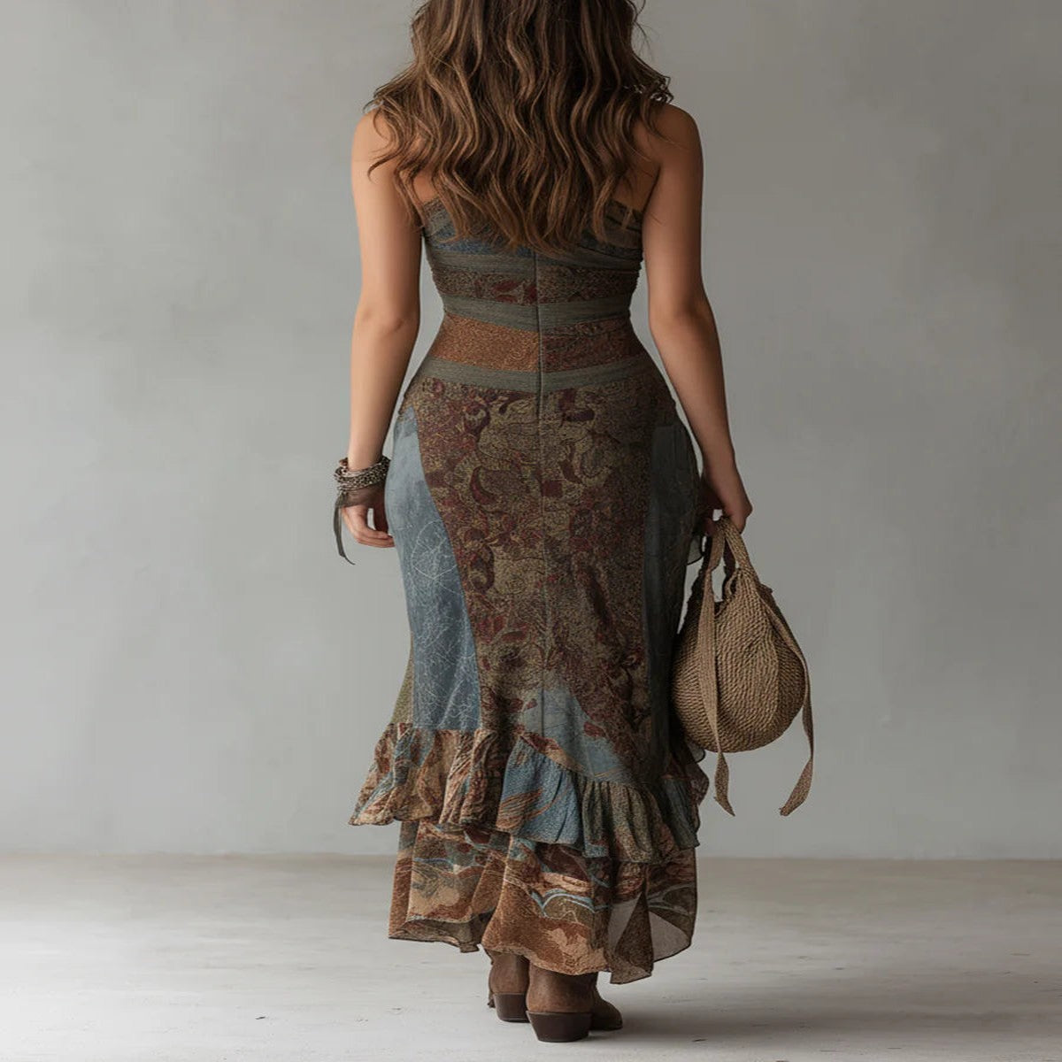 Off-the-Shoulder Ethnic Maxi Dress