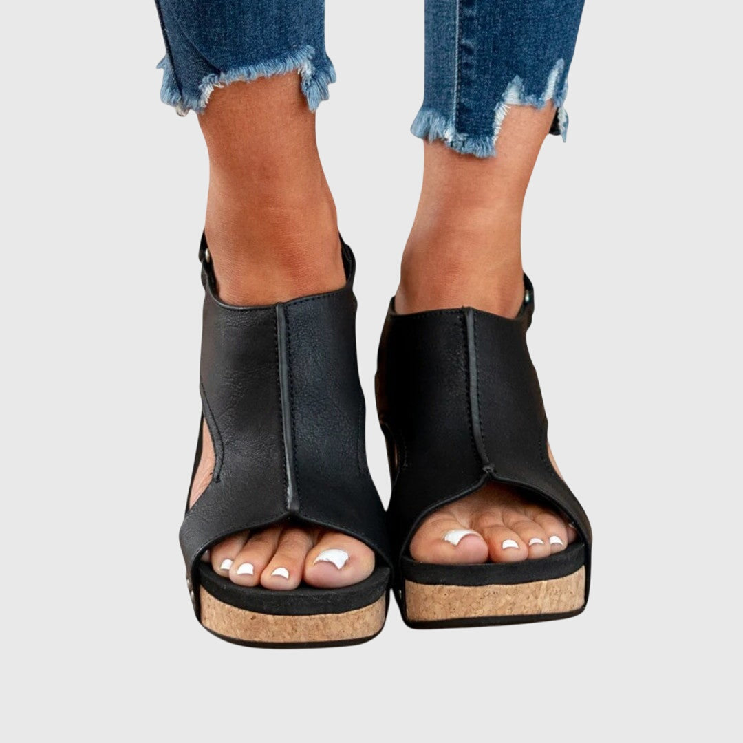 Adela | Sandalias ortopédicas de cuña con hebilla ajustable y plantilla acolchada