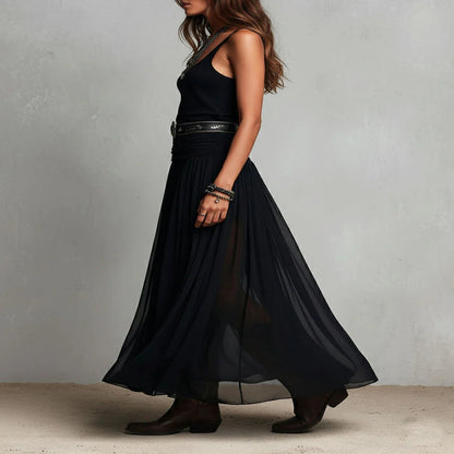 Black Tulle Maxi Skirt and Top Set