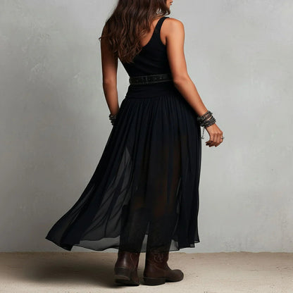 Black Tulle Maxi Skirt and Top Set