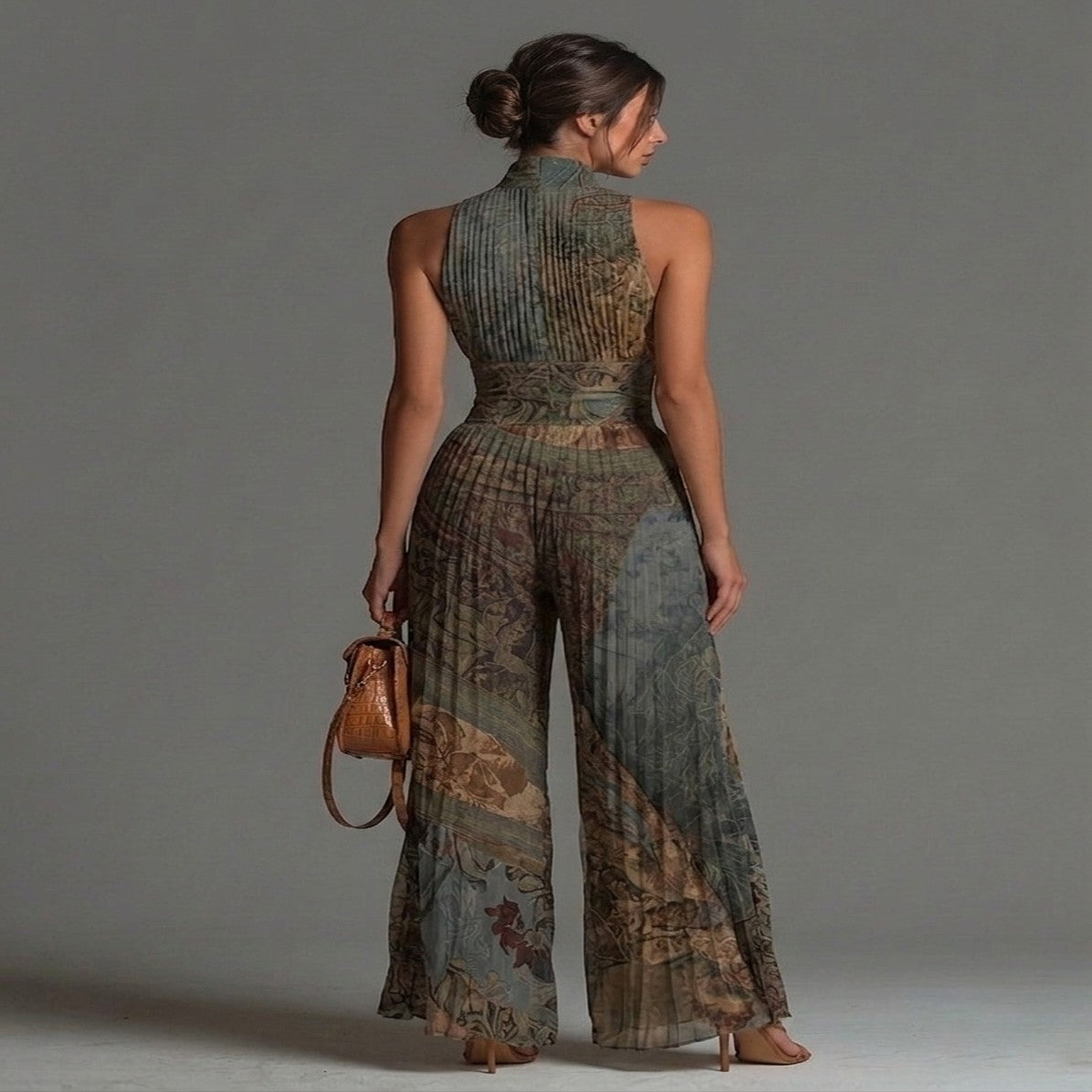 Vestido Bohemio de Chifón con Estampado Étnico