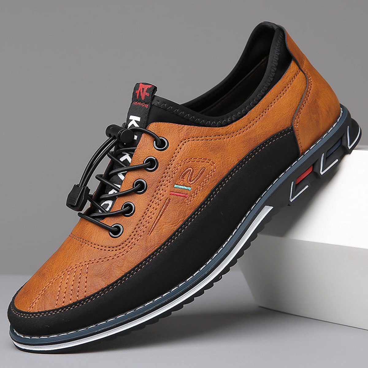 Nathan | Men's Lace-Up Faux Leather Low-Top Casual Sneakers