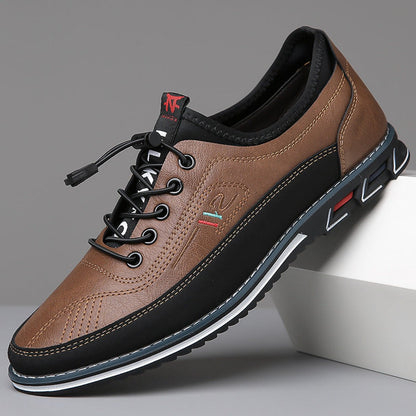 Nathan | Men's Lace-Up Faux Leather Low-Top Casual Sneakers
