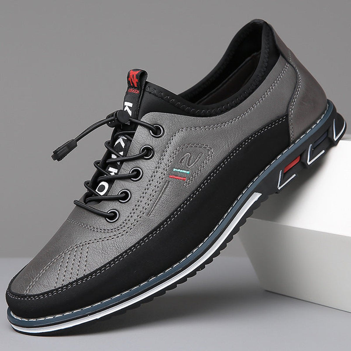 Nathan | Men's Lace-Up Faux Leather Low-Top Casual Sneakers