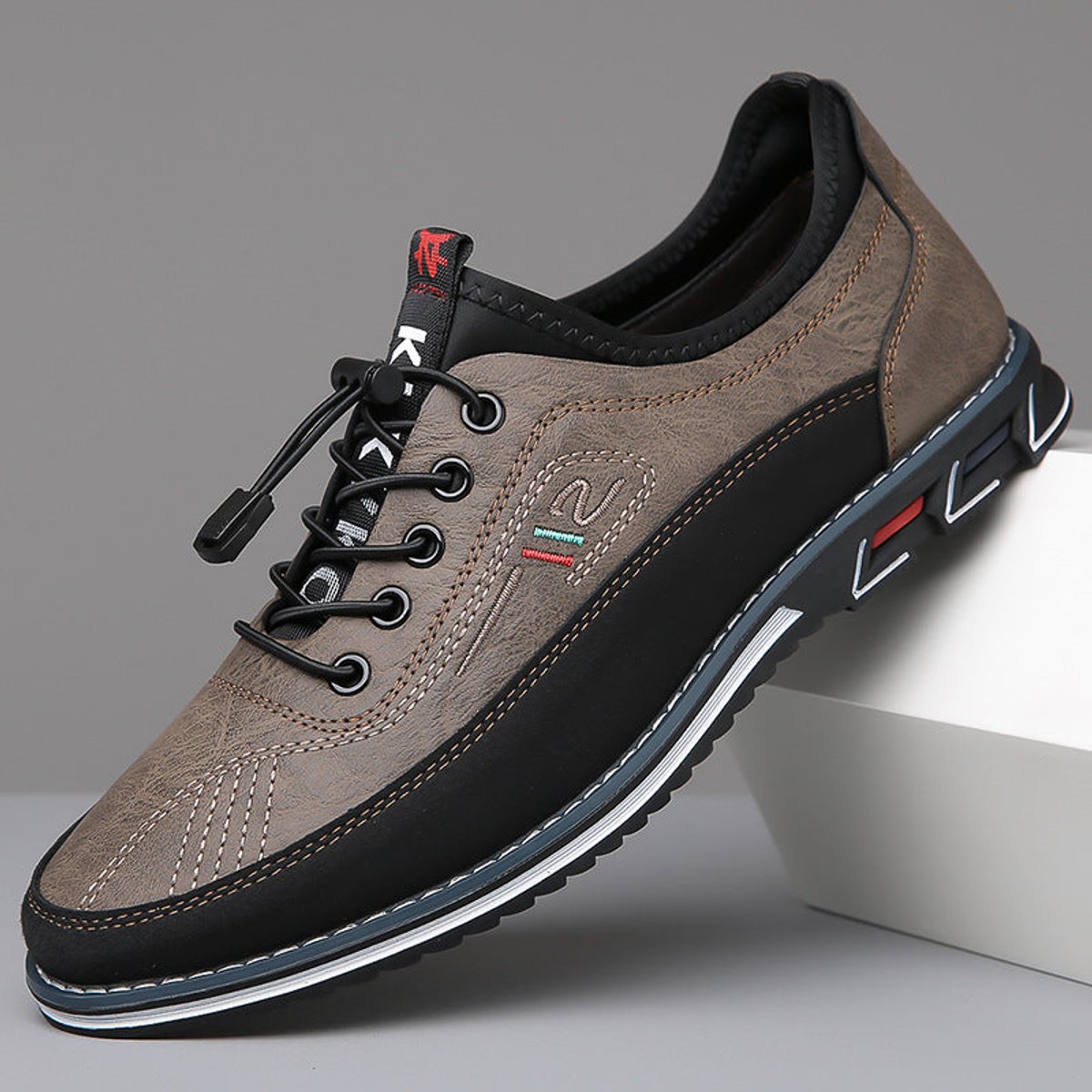 Nathan | Men's Lace-Up Faux Leather Low-Top Casual Sneakers