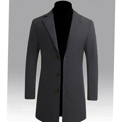 Alexander | Gabardina Larga Clásica de Lana con Botonadura Simple para Hombre