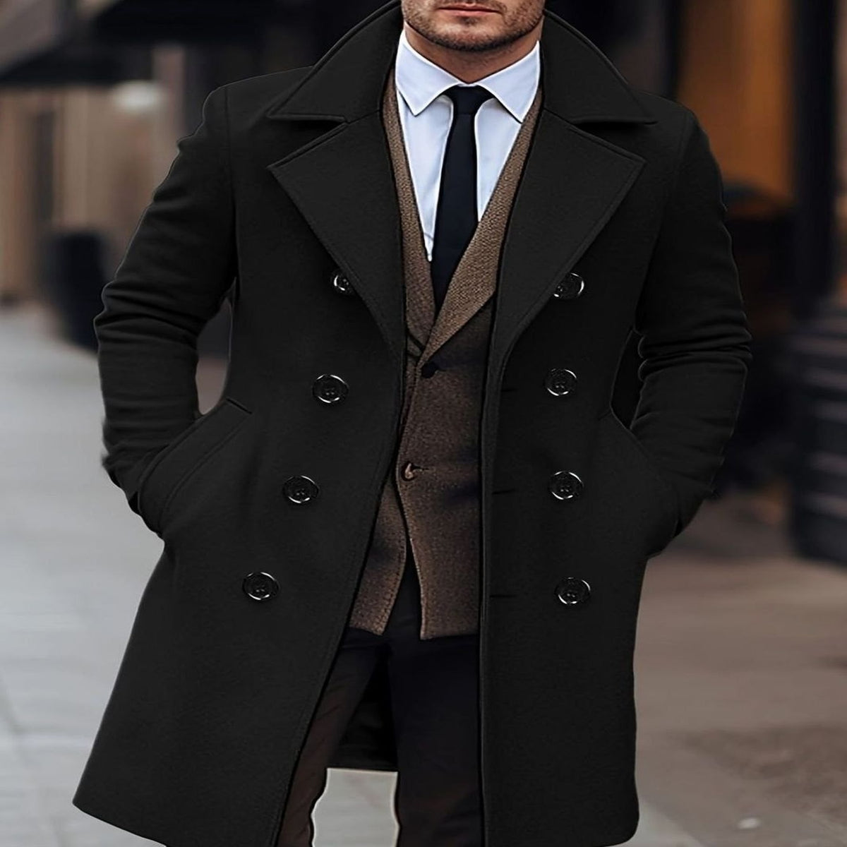 William | Men's Classic Double-Breasted Wool Trench Coat