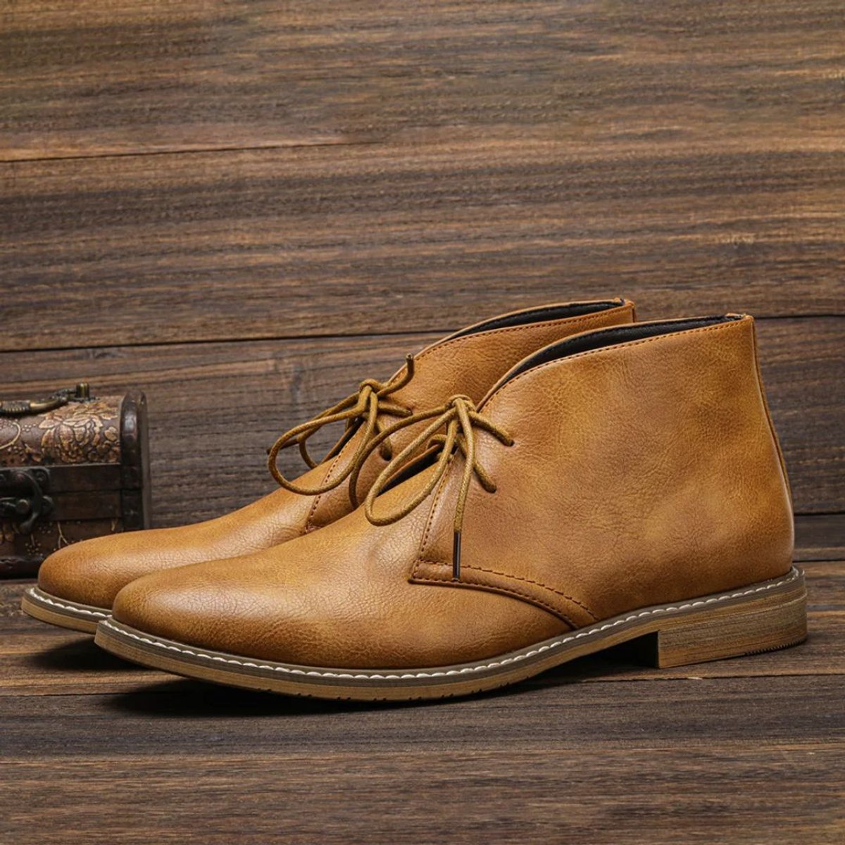 Alexander | Men's Lace-Up Faux Leather Chukka Boots