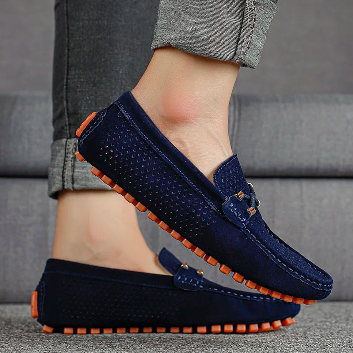 Sebastian | Men's Slip-On Perforated Suede Loafers