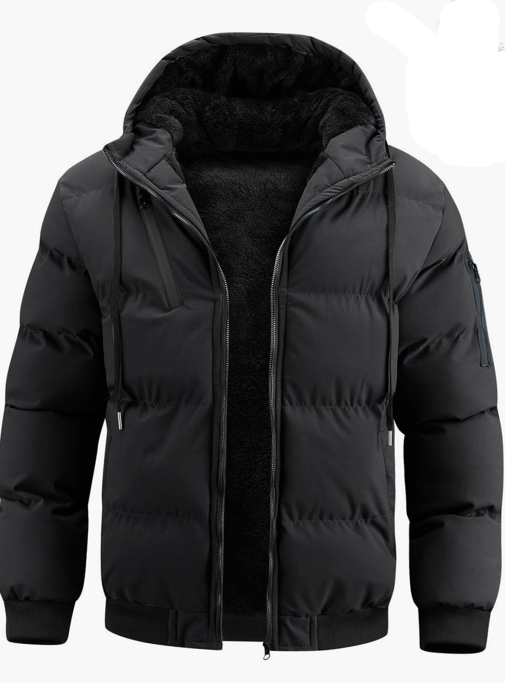 Alexander | Chaqueta de invierno acolchada de hombre con capucha, puños de canalé y cremallera
