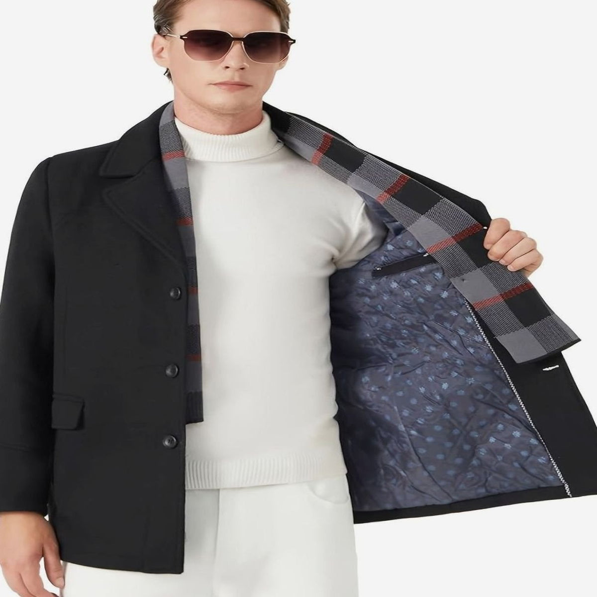 Matthew | Men's Single-Breasted Wool Trench Coat with Lapel Scarf