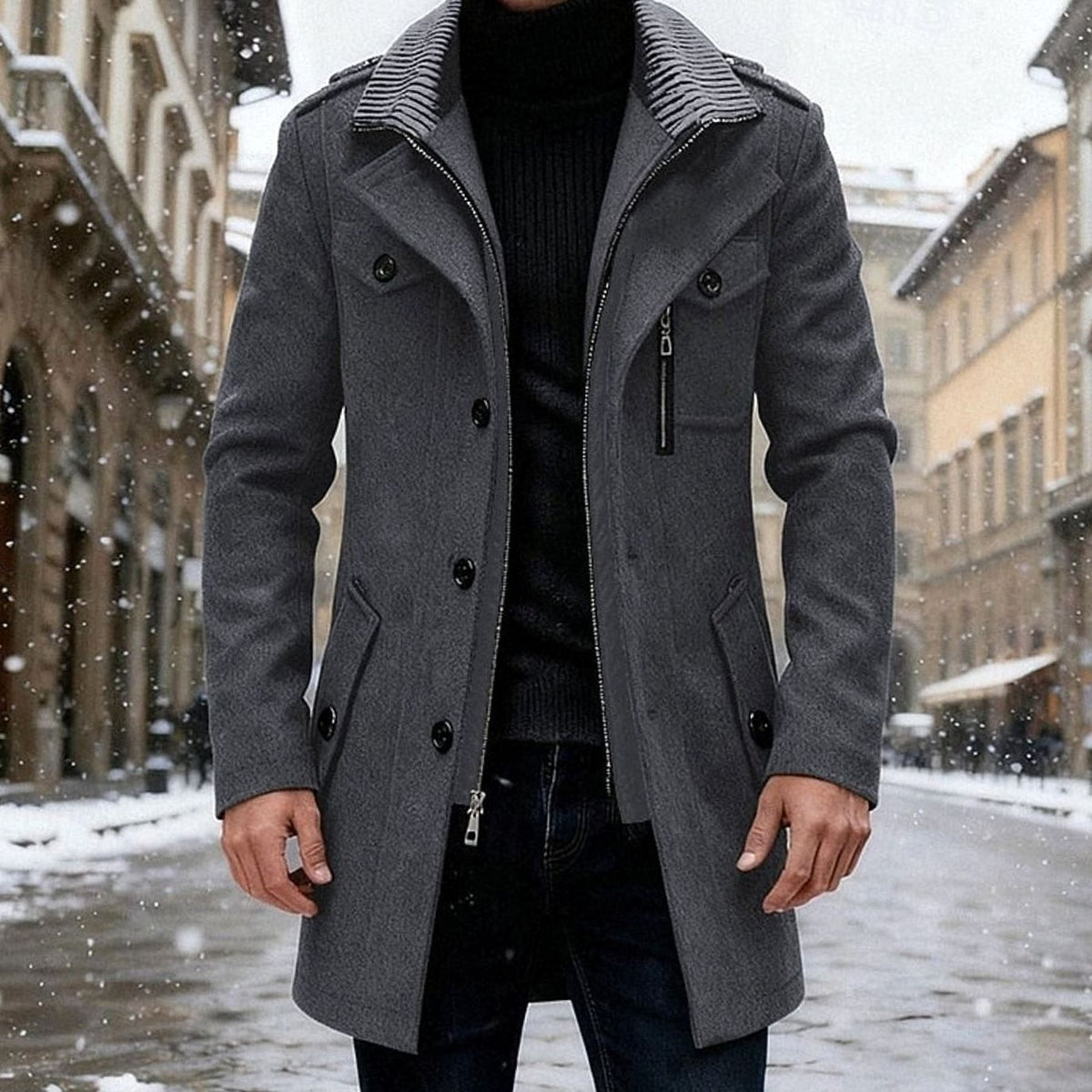 Sebastian | Men's Double-Breasted Tailored Wool Trench Coat