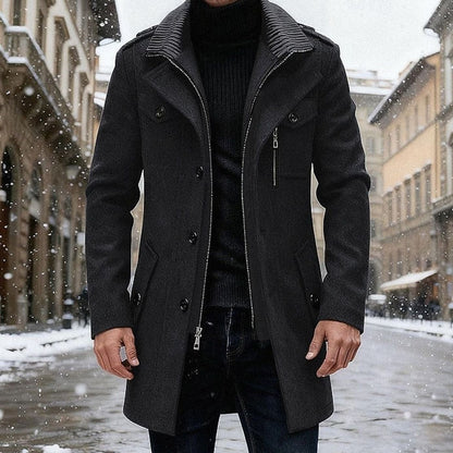 Sebastian | Men's Double-Breasted Tailored Wool Trench Coat