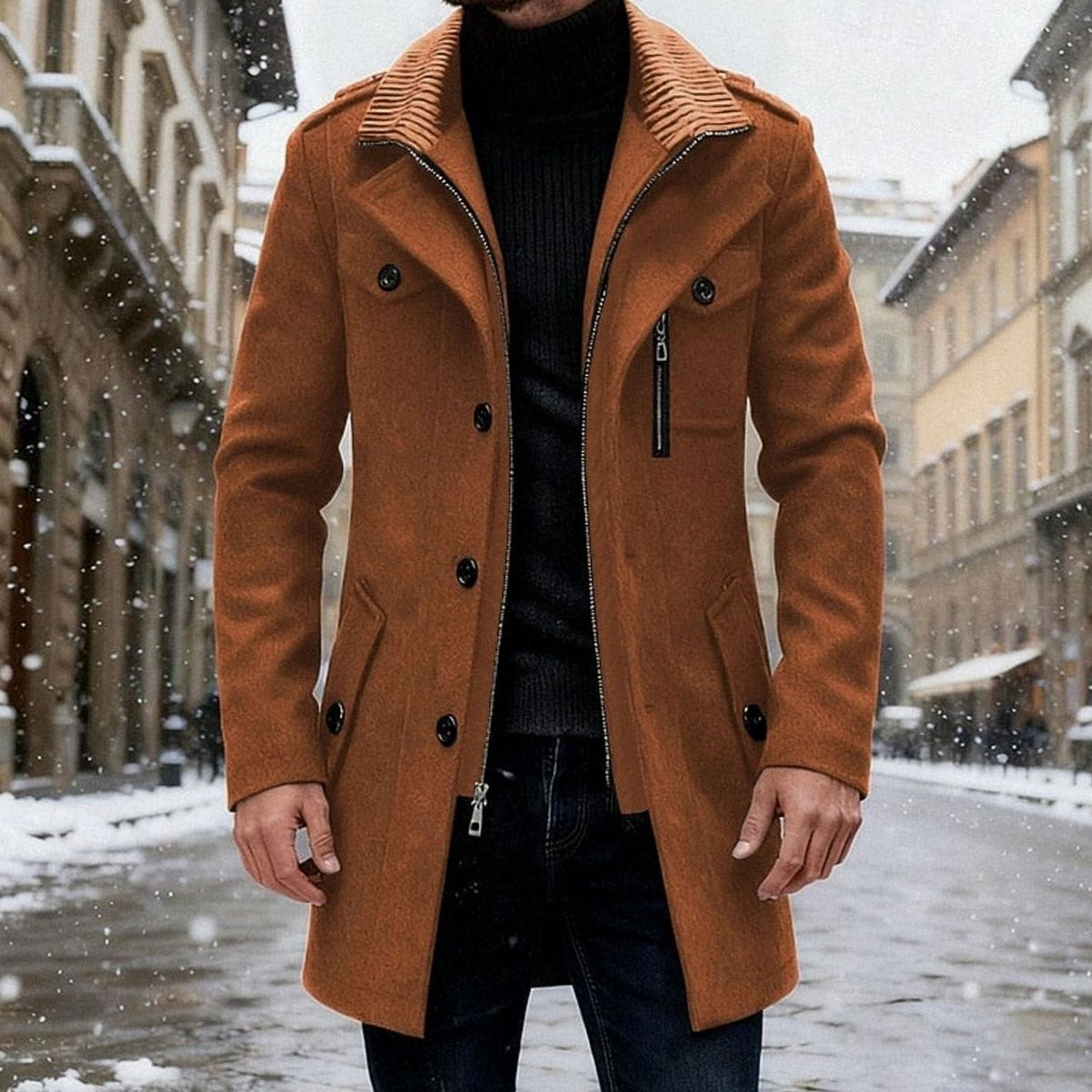 Sebastian | Men's Double-Breasted Tailored Wool Trench Coat