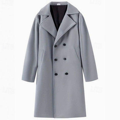 Sebastian | Men's Double-Breasted Long Wool Trench Coat