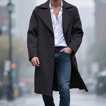 Sebastian | Men's Double-Breasted Long Wool Trench Coat