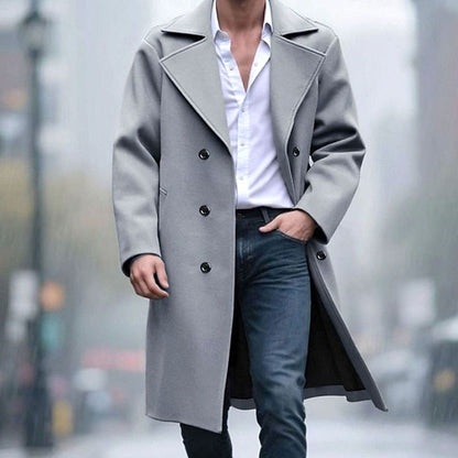 Sebastian | Men's Double-Breasted Long Wool Trench Coat