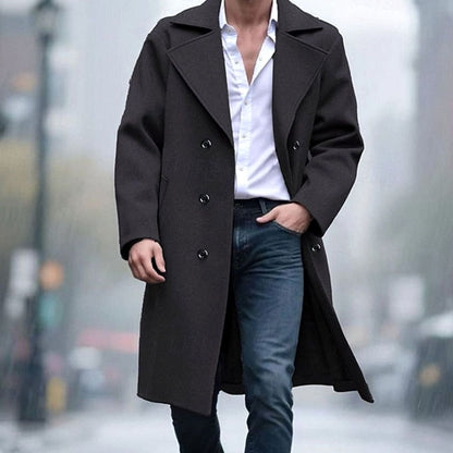 Sebastian | Men's Double-Breasted Long Wool Trench Coat
