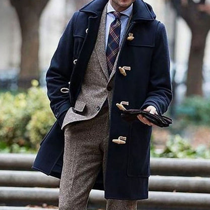 Elijah | Men's Hooded Long Wool Duffle Coat