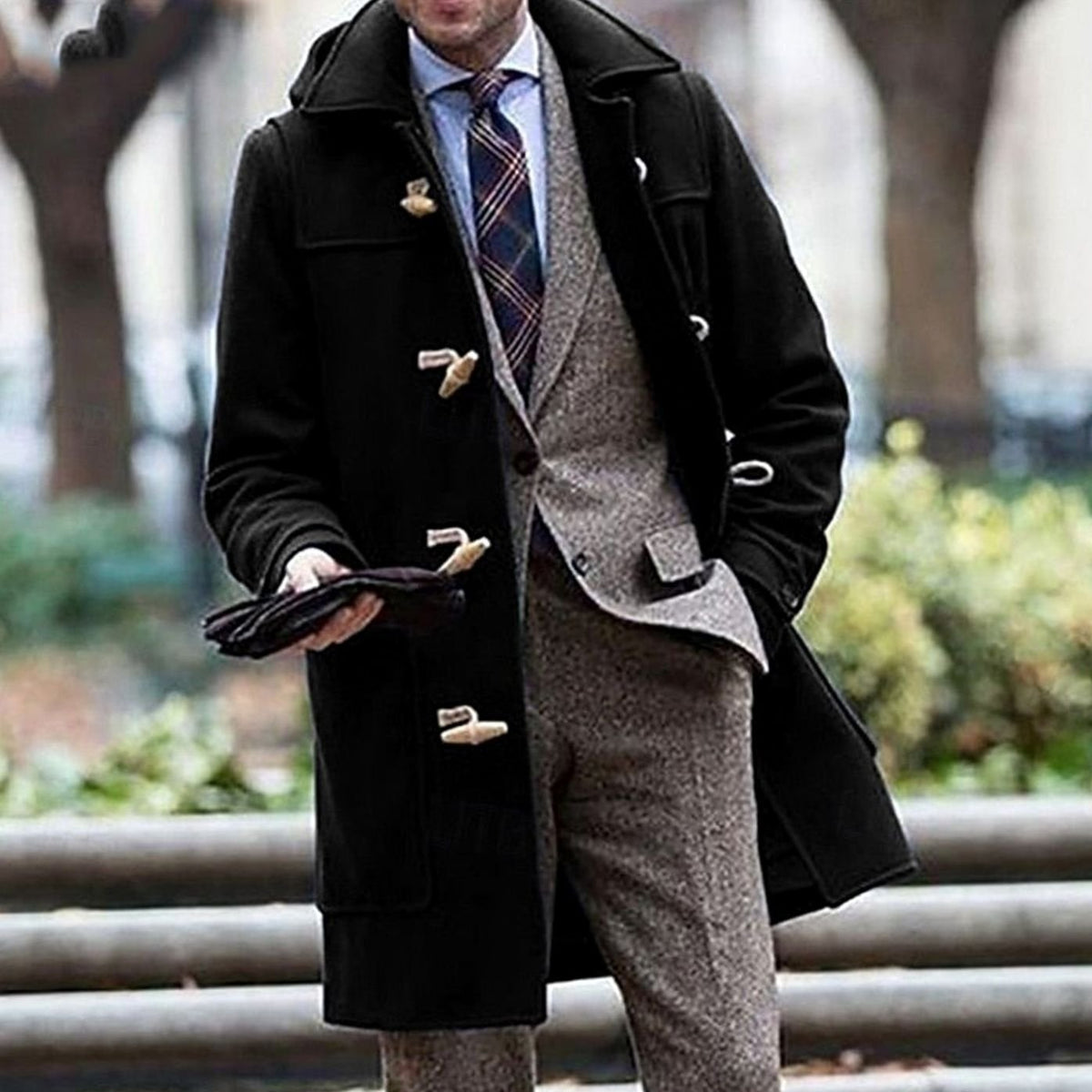 Elijah | Men's Hooded Long Wool Duffle Coat