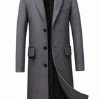 Ryan | Men's Long Wool Trench Coat with Front Button Closure