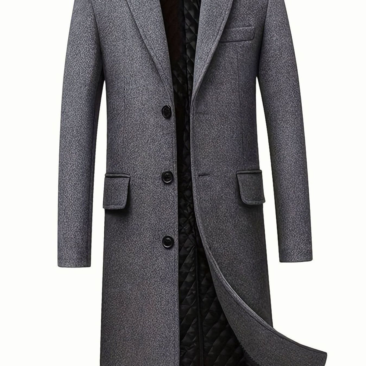Ryan | Men's Long Wool Trench Coat with Front Button Closure