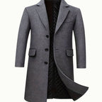 Ryan | Men's Long Wool Trench Coat with Front Button Closure