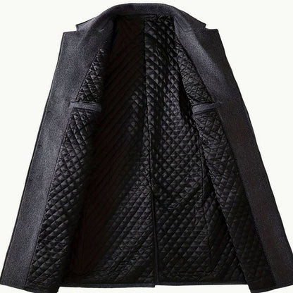 Ryan | Men's Long Wool Trench Coat with Front Button Closure