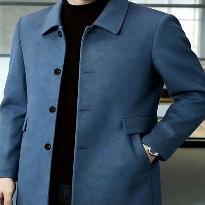 Samuel | Men's Single-Breasted Loose Fit Wool Trench Coat