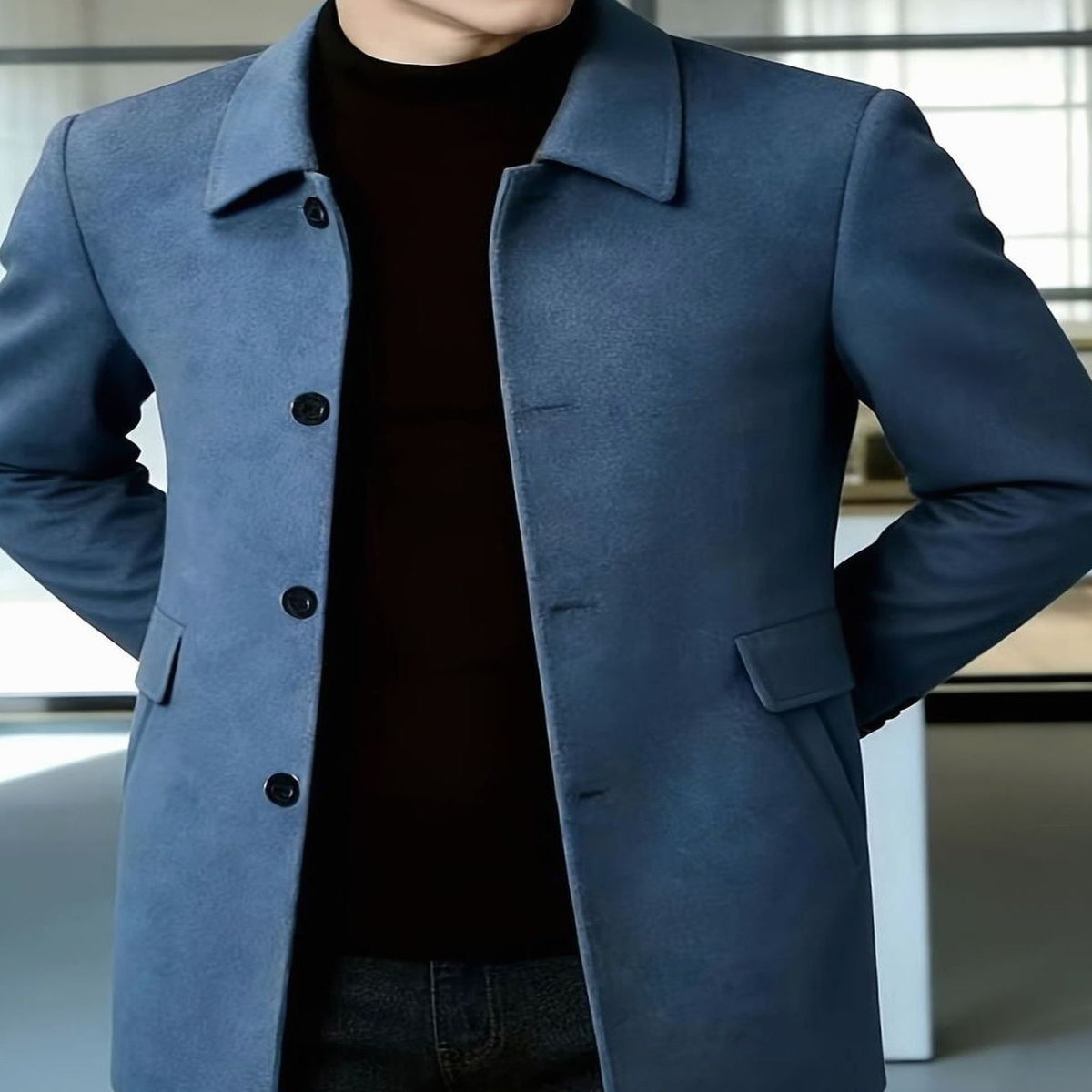 Samuel | Men's Single-Breasted Loose Fit Wool Trench Coat