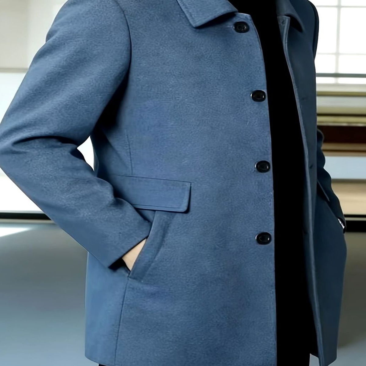 Samuel | Men's Single-Breasted Loose Fit Wool Trench Coat
