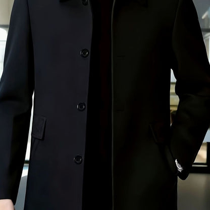 Samuel | Men's Single-Breasted Loose Fit Wool Trench Coat