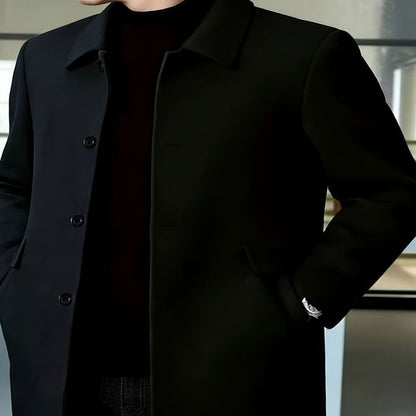 Samuel | Men's Single-Breasted Loose Fit Wool Trench Coat