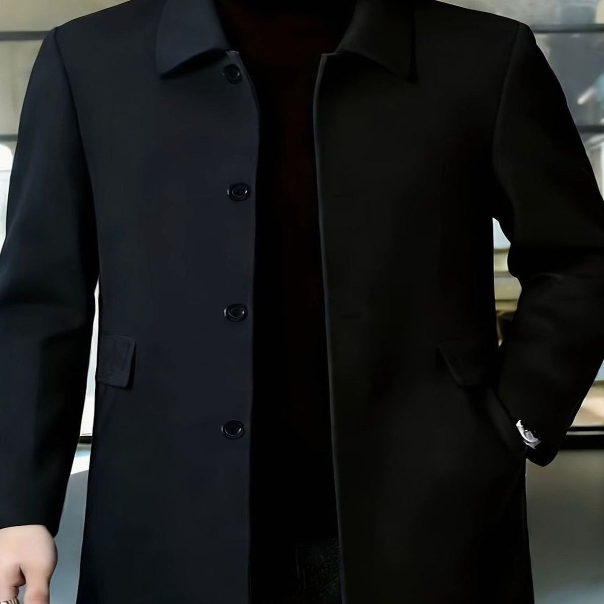 Samuel | Men's Single-Breasted Loose Fit Wool Trench Coat