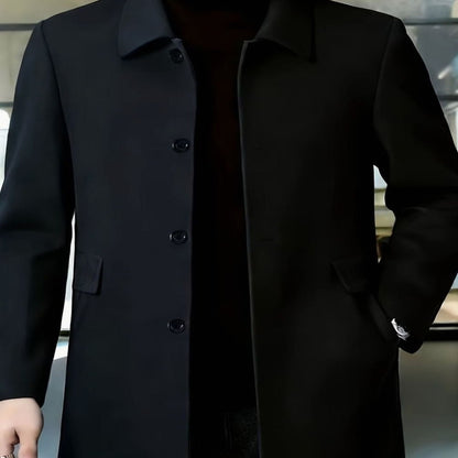 Samuel | Men's Single-Breasted Loose Fit Wool Trench Coat