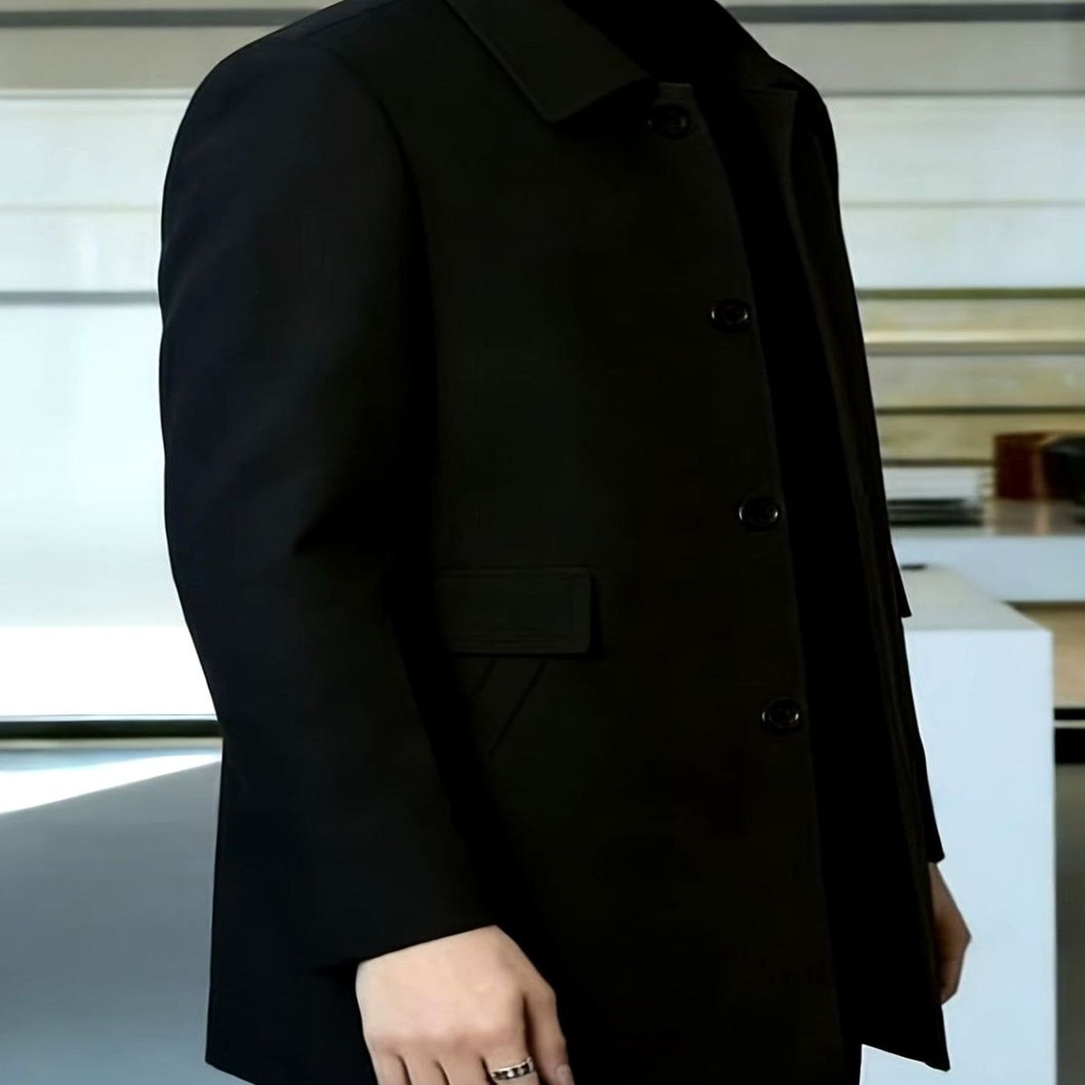 Samuel | Men's Single-Breasted Loose Fit Wool Trench Coat