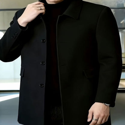 Samuel | Men's Single-Breasted Loose Fit Wool Trench Coat