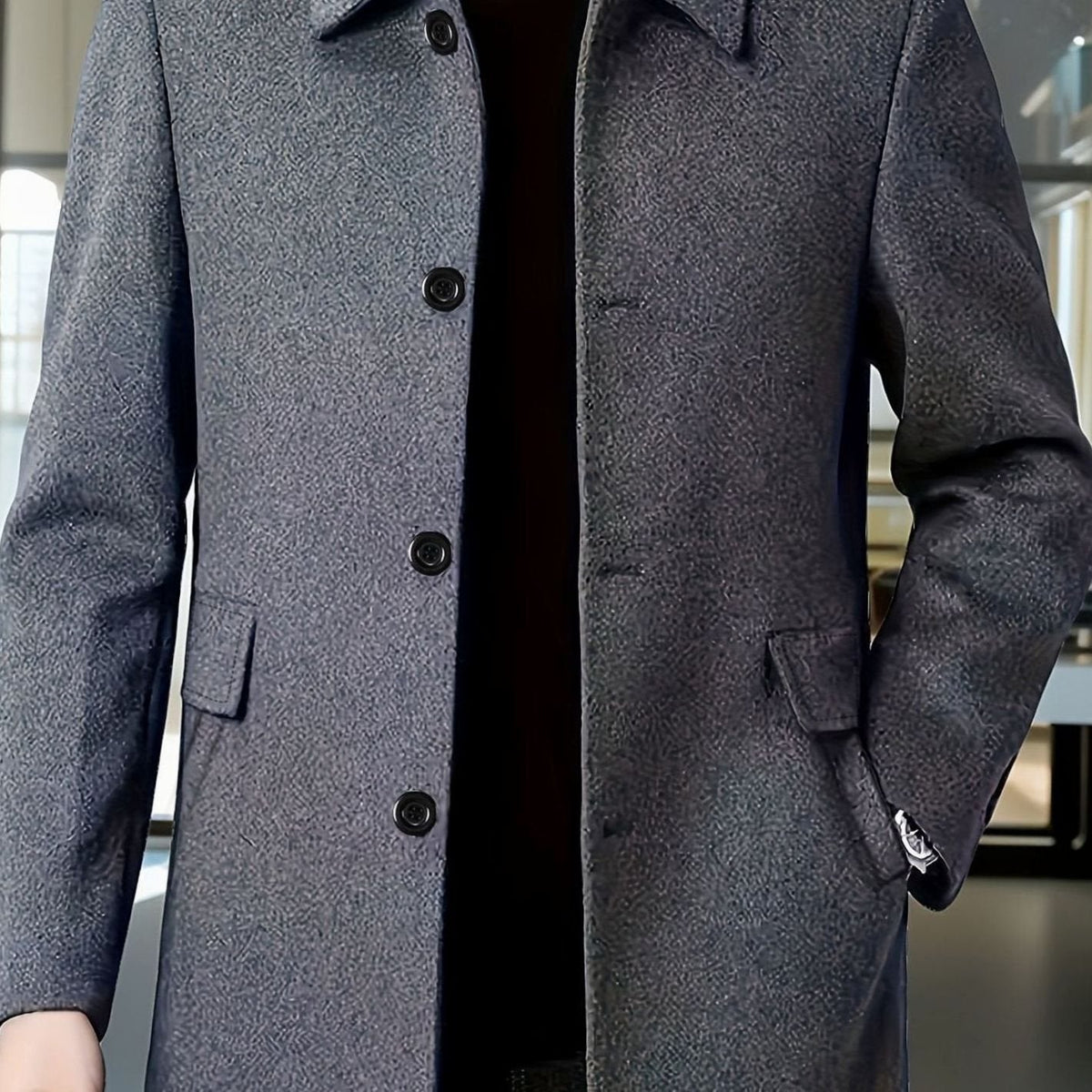 Samuel | Men's Single-Breasted Loose Fit Wool Trench Coat
