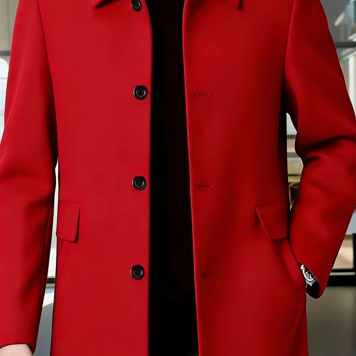 Samuel | Men's Single-Breasted Loose Fit Wool Trench Coat