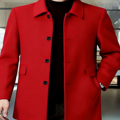 Samuel | Men's Single-Breasted Loose Fit Wool Trench Coat