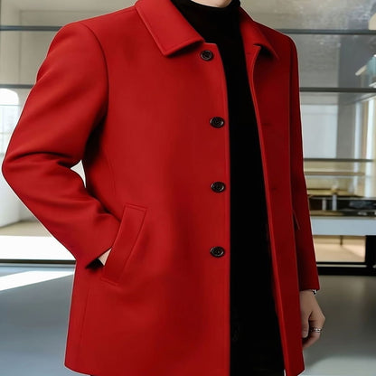 Samuel | Men's Single-Breasted Loose Fit Wool Trench Coat