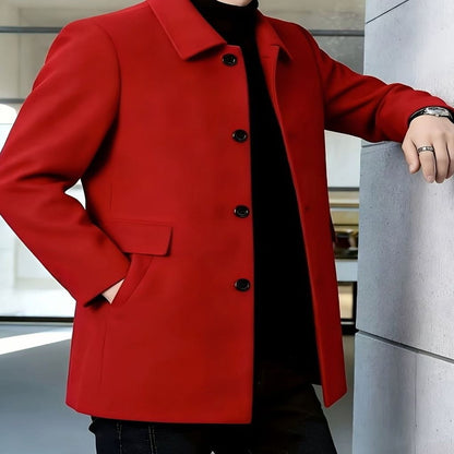 Samuel | Men's Single-Breasted Loose Fit Wool Trench Coat