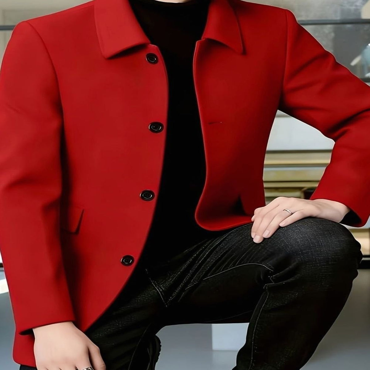 Samuel | Men's Single-Breasted Loose Fit Wool Trench Coat