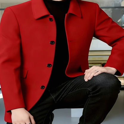 Samuel | Men's Single-Breasted Loose Fit Wool Trench Coat