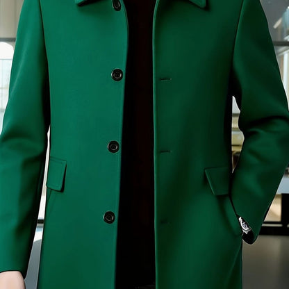 Samuel | Men's Single-Breasted Loose Fit Wool Trench Coat