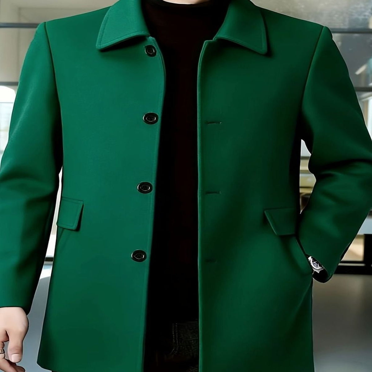 Samuel | Men's Single-Breasted Loose Fit Wool Trench Coat