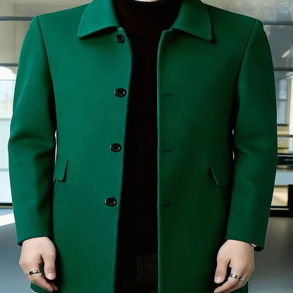 Samuel | Men's Single-Breasted Loose Fit Wool Trench Coat