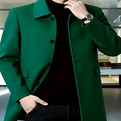 Samuel | Men's Single-Breasted Loose Fit Wool Trench Coat